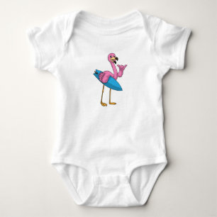 Flamingo als Surfer met Surfboard Romper