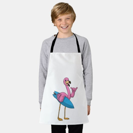 Flamingo als Surfer met Surfboard Schort (Gedragen)