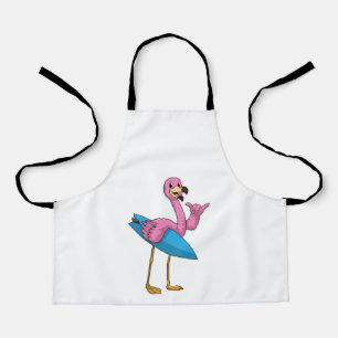 Flamingo als Surfer met Surfboard Schort