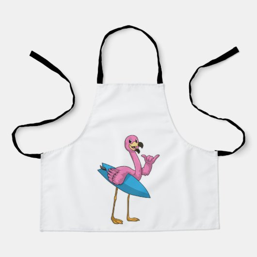 Flamingo als Surfer met Surfboard Schort (Voorkant)