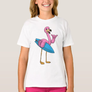 Flamingo als Surfer met Surfboard T-shirt