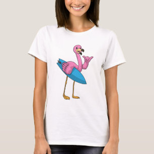 Flamingo als Surfer met Surfboard T-shirt