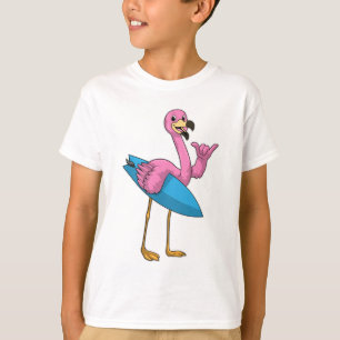 Flamingo als Surfer met Surfboard T-shirt
