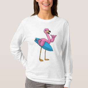 Flamingo als Surfer met Surfboard T-shirt