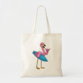 Flamingo als Surfer met Surfboard Tote Bag (Voorkant)