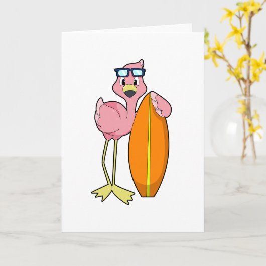 Flamingo als surfer met surfplank.PNG Kaart (Gele Bloem)