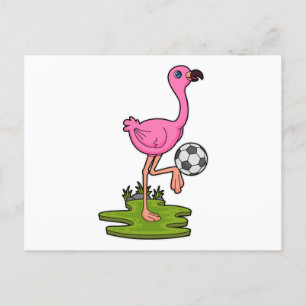 Flamingo als voetballer met voetbal briefkaart