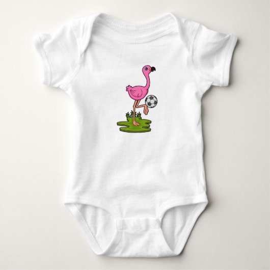 Flamingo als voetballer met voetbal romper (Voorkant)