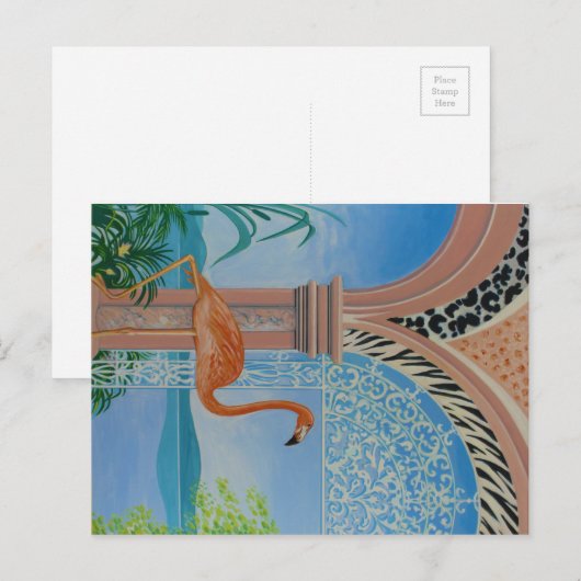 Flamingo am Zie Briefkaart (Voorkant / Achterkant)