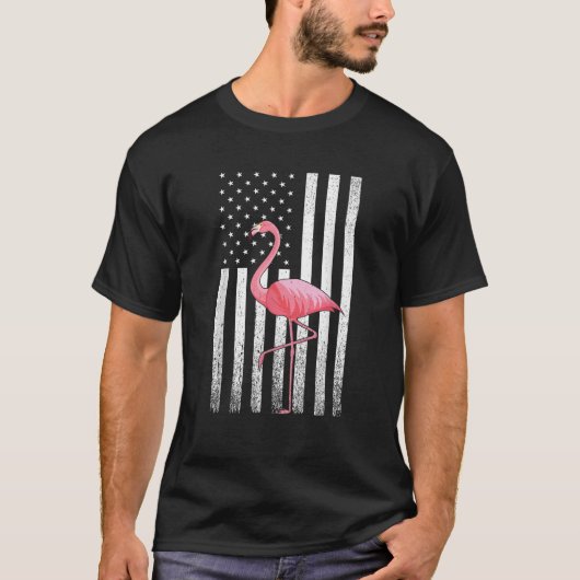Flamingo American Flag 4 juli T-shirt (Voorkant)