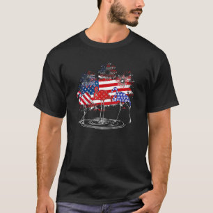 Flamingo American Flag 4e juli onafhankelijkheidsd T-shirt
