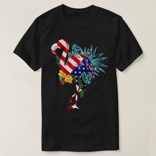 Flamingo American Flag Flamerica Patriotic 4th of T-shirt (Design voorkant)
