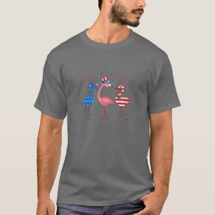 Flamingo American Flag Shadow Op 4 juli 2021 T-shirt