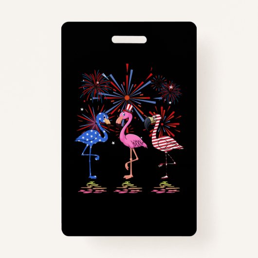 Flamingo American Flag voor 4 juli Badge (Voorkant)