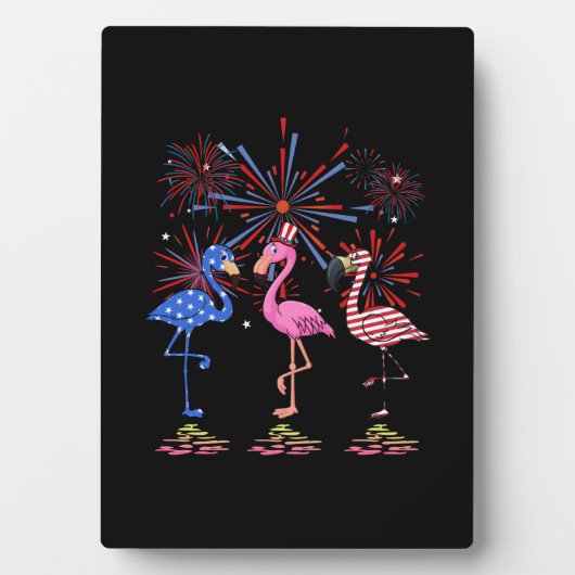 Flamingo American Flag voor 4 juli Fotoplaat (voorkant)