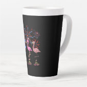 Flamingo American Flag voor 4 juli Latte Mok (Rechterhoek)