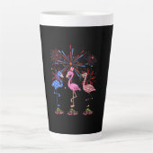 Flamingo American Flag voor 4 juli Latte Mok (Voorkant)
