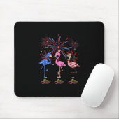 Flamingo American Flag voor 4 juli Muismat (Met muis)