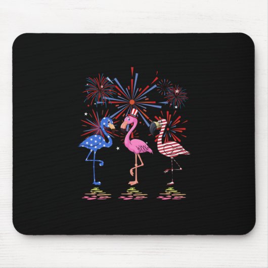 Flamingo American Flag voor 4 juli Muismat (Voorkant)