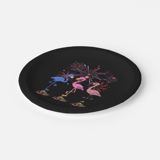 Flamingo American Flag voor 4 juli Papieren Bordje (Gekanteld)