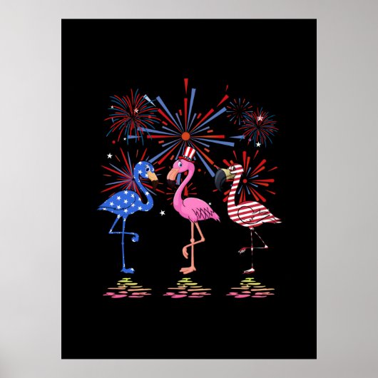 Flamingo American Flag voor 4 juli Poster (Voorkant)