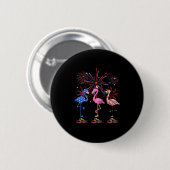 Flamingo American Flag voor 4 juli Ronde Button 5,7 Cm (Voorkant /achterkant)