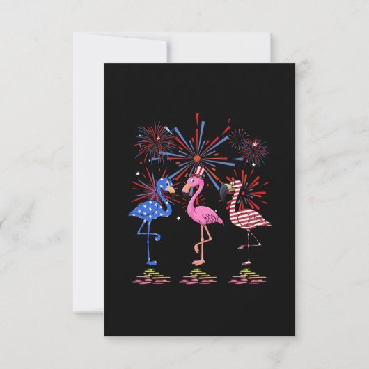 Flamingo American Flag voor 4 juli RSVP Kaartje (Voorkant)