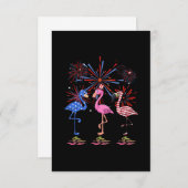 Flamingo American Flag voor 4 juli RSVP Kaartje (Voorkant / Achterkant)
