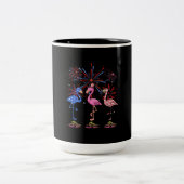 Flamingo American Flag voor 4 juli Tweekleurige Koffiemok (Center)