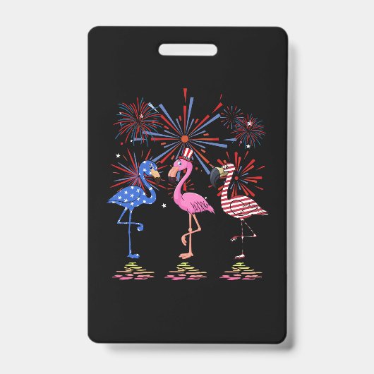 Flamingo Amerikaanse Vlag Voor 4 Juli Badge (Voorzijde)