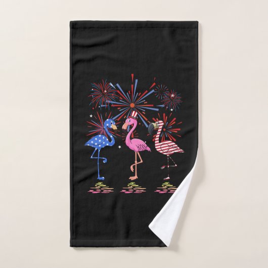 Flamingo Amerikaanse vlag voor 4 juli Handdoek (Handdoek)
