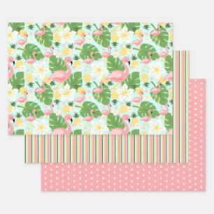 Flamingo, Ananas, Monstera Tropical Inpakpapier Vel