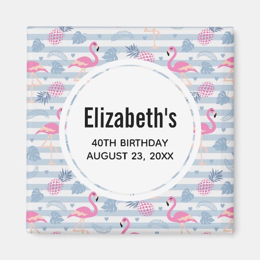 Flamingo & Ananas Patroon Bewaar de Datum Magneet (Voorkant)