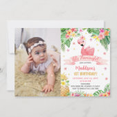 Flamingo Ananas Verjaardagsfeestfoto Kaart (Voorkant)