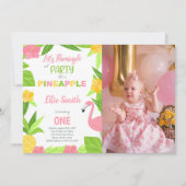 Flamingo ananas verjaardagsuitnodigingen met foto kaart (Voorkant)