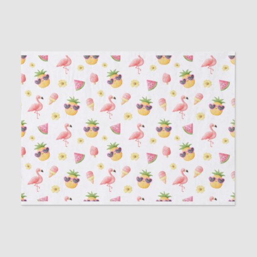flamingo, ananas, zomer design tissuepapier (Voorkant)