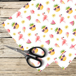 flamingo, ananas, zomer design tissuepapier