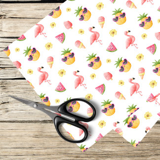 flamingo, ananas, zomer design tissuepapier