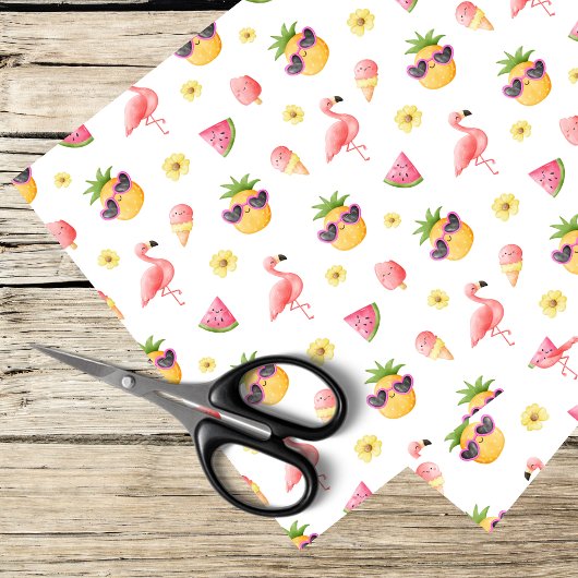 flamingo, ananas, zomer design tissuepapier