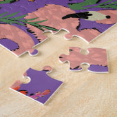 Flamingo Ananassen Handgetekende Doodles Legpuzzel (Zijkant)
