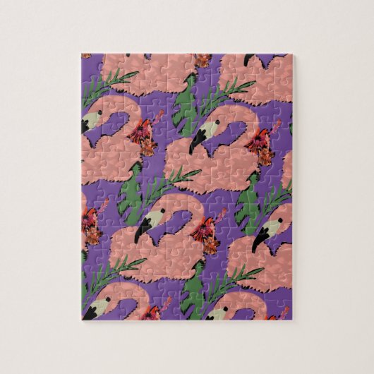Flamingo Ananassen Handgetekende Doodles Legpuzzel (Verticaal)