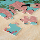Flamingo Ananassen Handgetekende Doodles Legpuzzel (Zijkant)