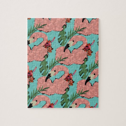 Flamingo Ananassen Handgetekende Doodles Legpuzzel (Verticaal)