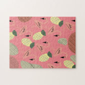 Flamingo Ananassen Handgetekende Doodles Legpuzzel (Horizontaal)