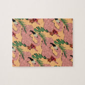 Flamingo Ananassen Handgetekende Doodles Legpuzzel (Horizontaal)