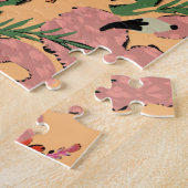 Flamingo Ananassen Handgetekende Doodles Legpuzzel (Zijkant)