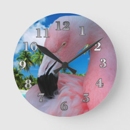 Flamingo and Beach Ronde Klok