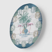 Flamingo and Beach Wood Nautical - Donkerblauw Bla Grote Klok (Hoek)