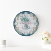 Flamingo and Beach Wood Nautical - Donkerblauw Bla Grote Klok (Huis)