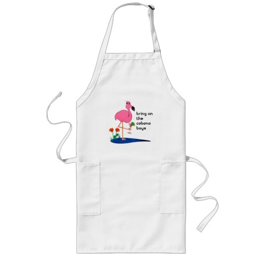 Flamingo and cabana boy BBQ apron Lang Schort (Voorkant)